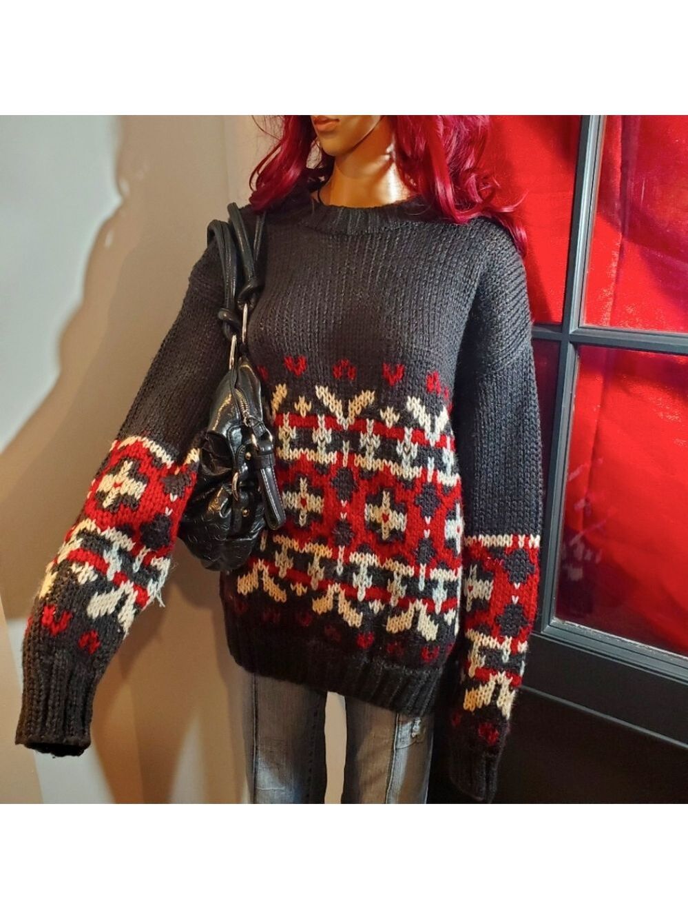 Vintage Baggy Knit Crew Neck Sweater